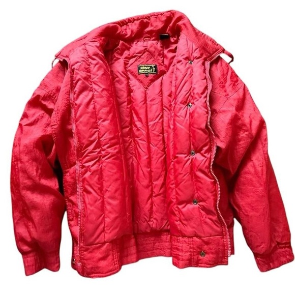 Krazy Krinkle Red vintage 80s puffer jacket with pockets Lrg. #puffer - Picture 2 of 7